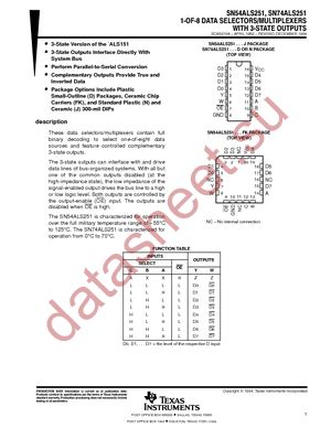 SN74ALS251NSR datasheet  